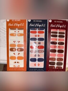 Set of 3 Fall themed Nail Wrap Kits (similar to ColorStreet or Dashing Diva)